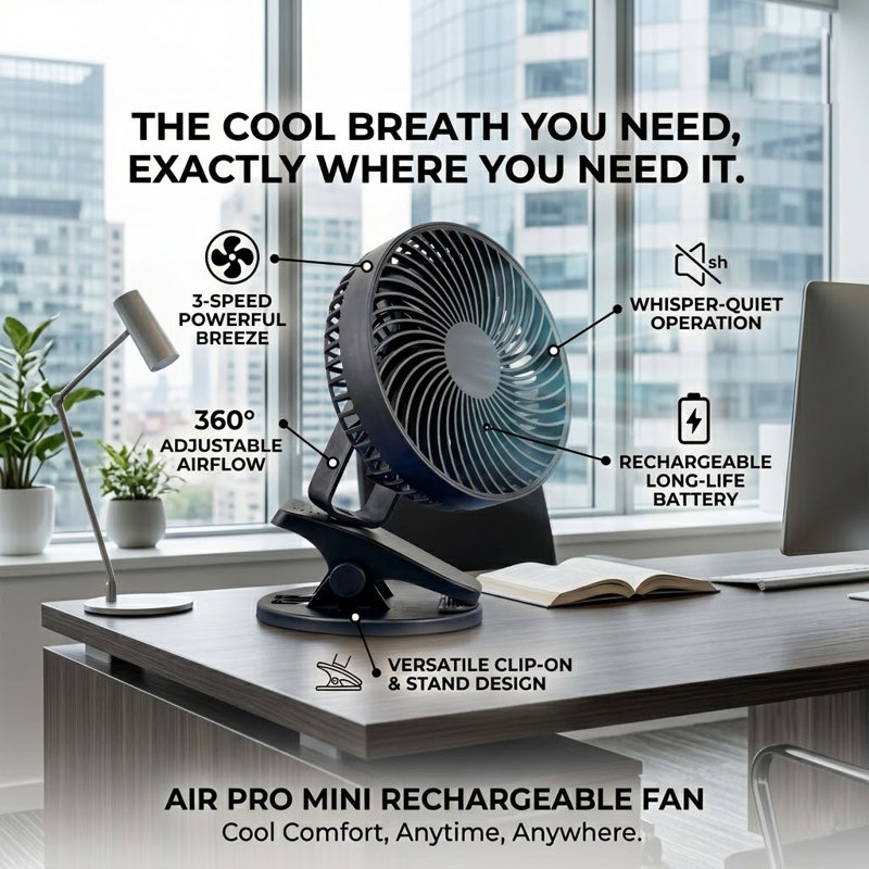 Table Fan 6" With Clip Black