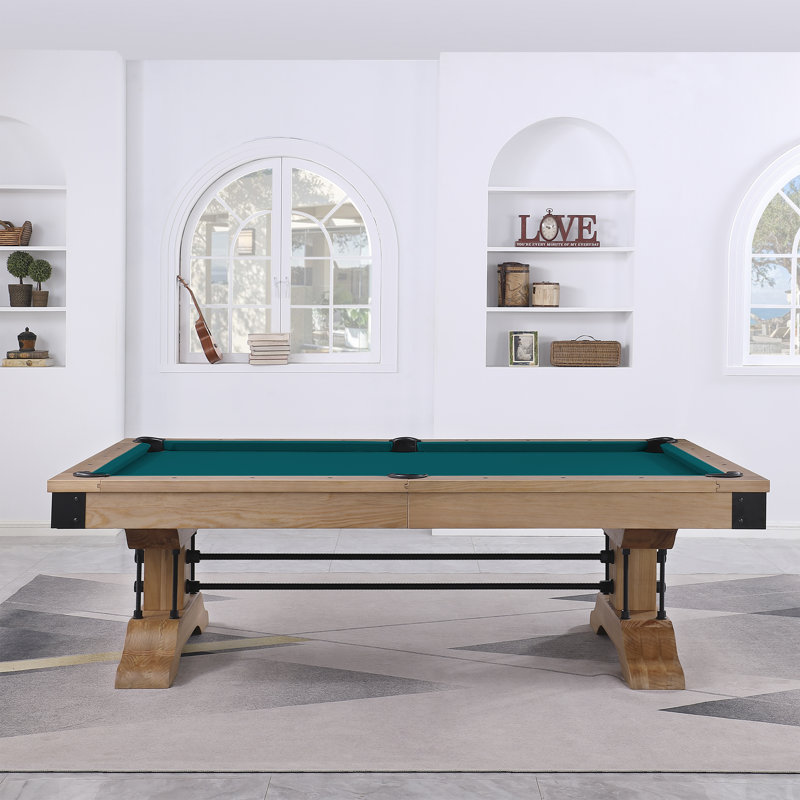 Table de billard Manchester, Bleu vert, Non, Naturel patiné