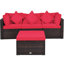 Ensemble de conversation modulaire en rotin avec coussins 4 pièces Patio-566209144