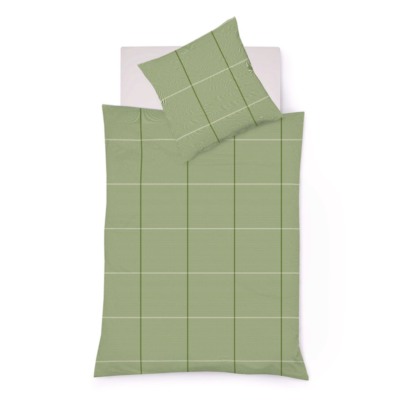 100% Cotton Duvet Cover Set, Green, 155 x 200cm - 1 Pillowcase (80 x 80 cm)