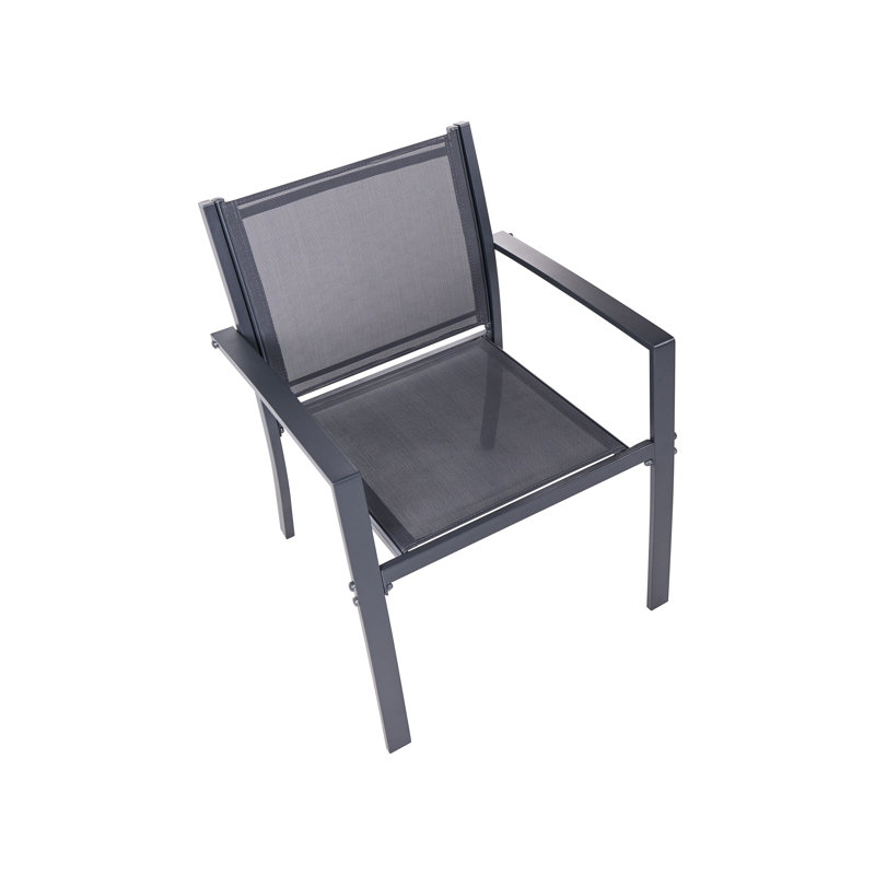 Garden Lounge Set with Table 4 Seater Castone Metal Dark Grey, Dark Grey