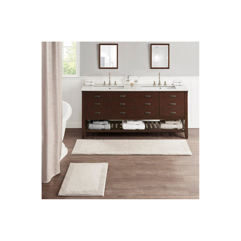 100% Cotton Tufted 3000 GSM Reversible Bath Rug Natural 21X34", Natural, Single- 34" L x 21" W