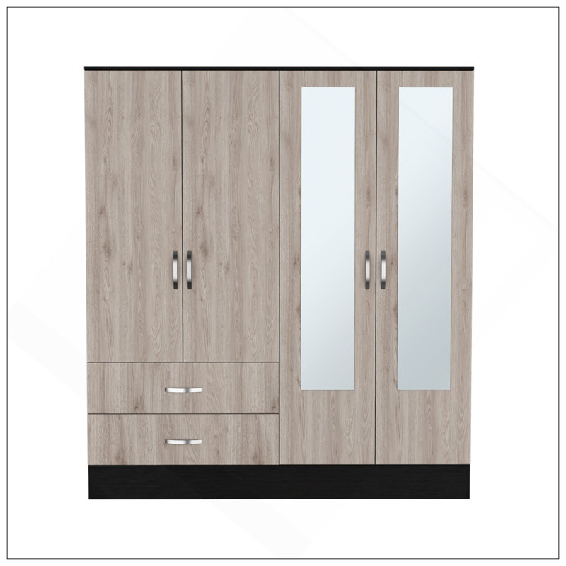 Armoire Ron, chambre, noir / gris clair