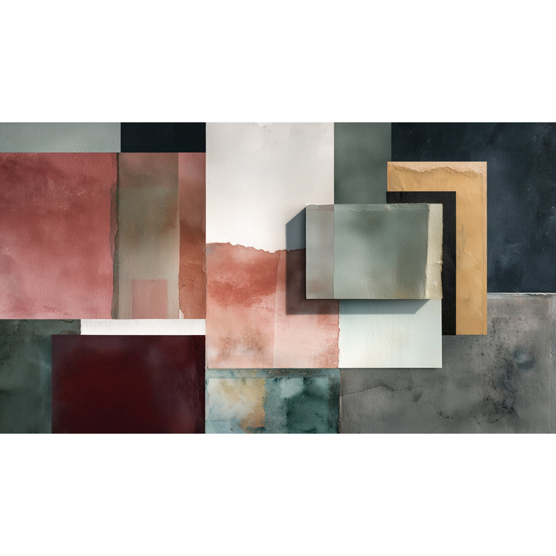 Papier peint géométrique abstrait mural minimaliste amovible, Texturé non collé, 100 po x 96 po