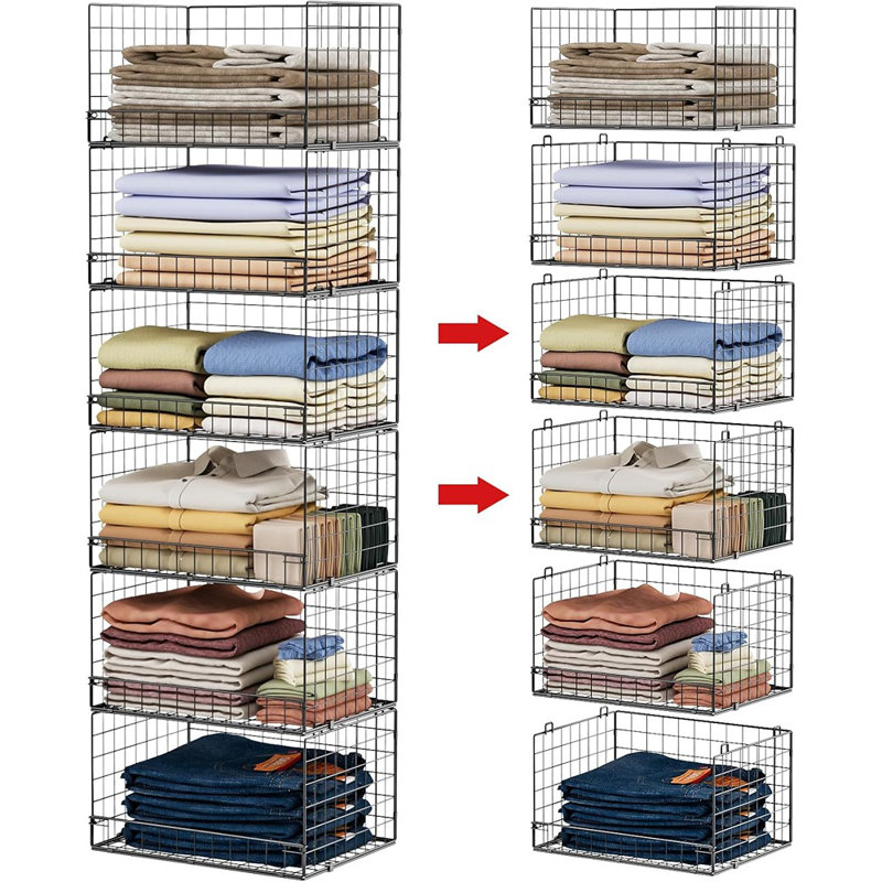 6-Tier Stackable Closet Organizers And Storage Shelves, Closet S...