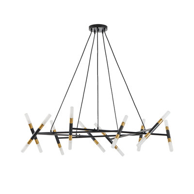 Luminaire suspendu moderne de 41 po, conception de branche d'arbre, tube givré, fil noir, luminaire suspendu à hauteur réglable pour salle à manger, salon ou îlot de cuisine (ampoule non incluse)