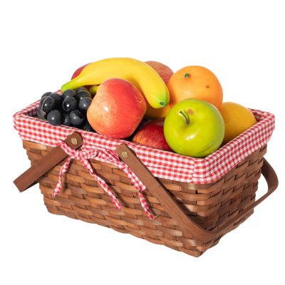 Wood Picnic Basket , Service for 1