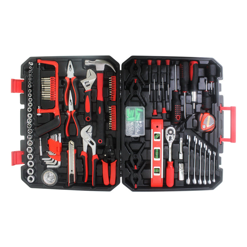 Ensemble de 238 boîtes à outils en acier au carbone noir et rouge avec étui de rangement portable