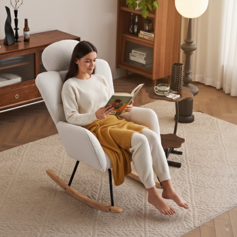 Fauteuil oscillant rembourré en tissu 055-Teddy
