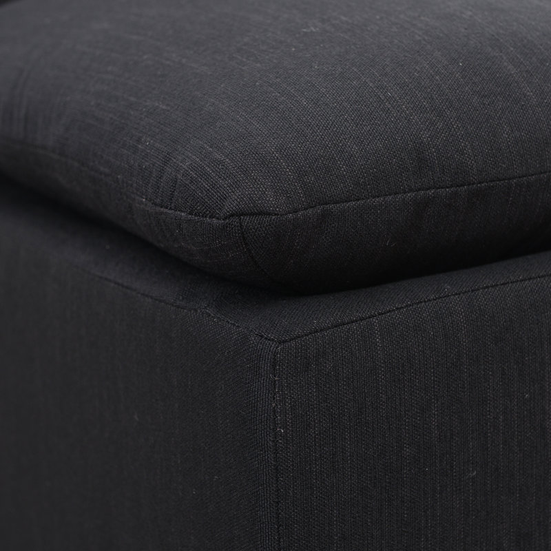 Chaise de salle à manger rembourrée en lin 21 po avec roulettes interchangeables et pieds fixes (ensemble de 4), Noir