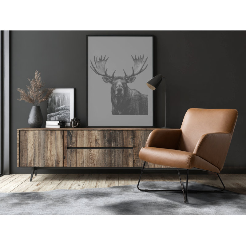 Averie Genuine Leather Designer Armchair, Cognac