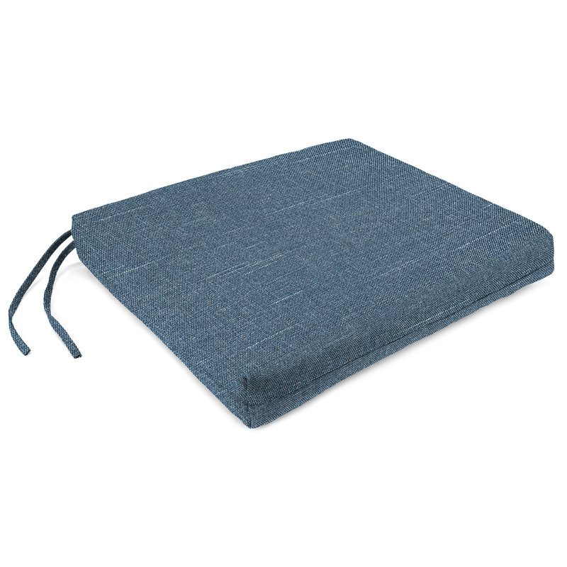 19" x 17" Outdoor Seat Cushion with Ties, Blue 1