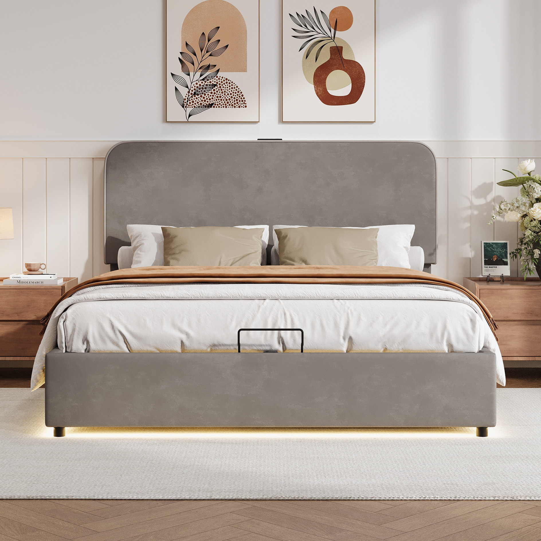 Ivy Bronx Lift Up Storage Bed with RGB LED Light | Wayfair