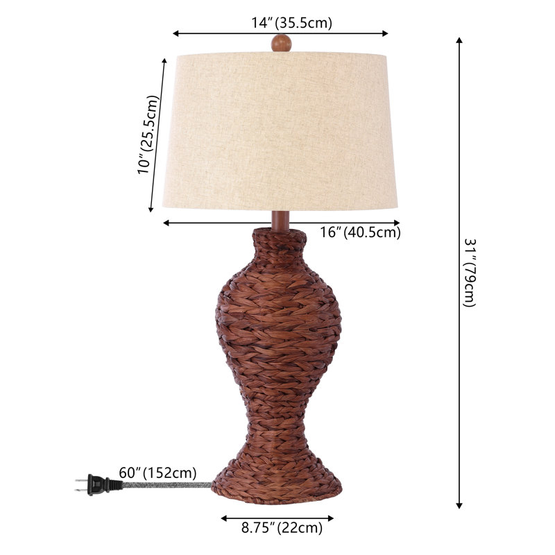 Crespo Water Hyacinth Table Lamp, Dark Brown