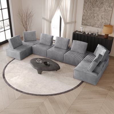 7-Piece Velvet Upholstered Modular Chair Set 1