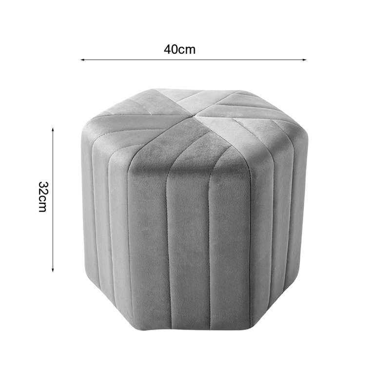 Sarina 40cm Wide Velvet Novelty Solid Colour Footstool Ottoman, Grey