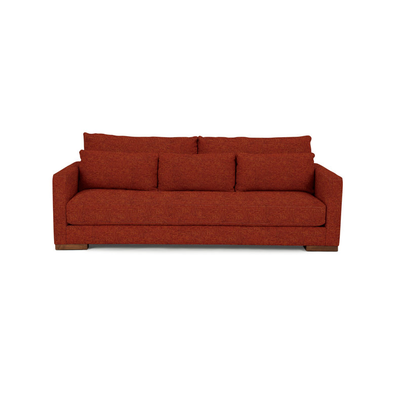 Leon Upholstered 90'' Sofa, Walnut, Paprika Polyester Blend