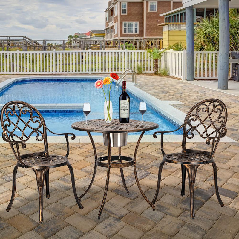2 - Person Patio Dining Set with Round Table , Cushions Included