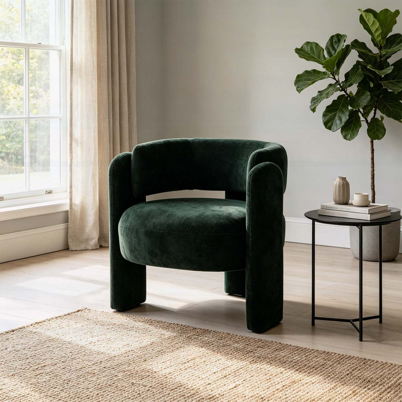 Fauteuil demi-tonneau courbé pour le salon et la chambre à coucher, Green