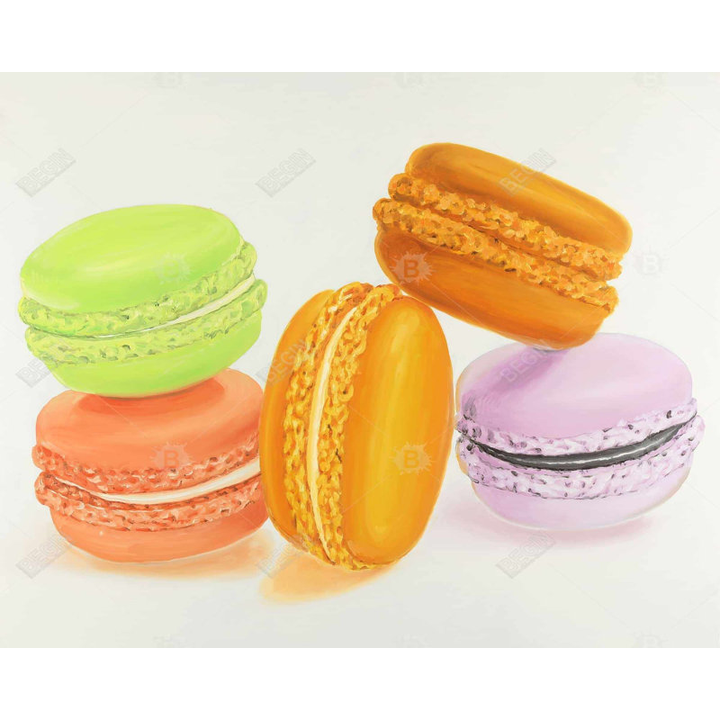 Small Bites Of Macaroons Print On Canvas