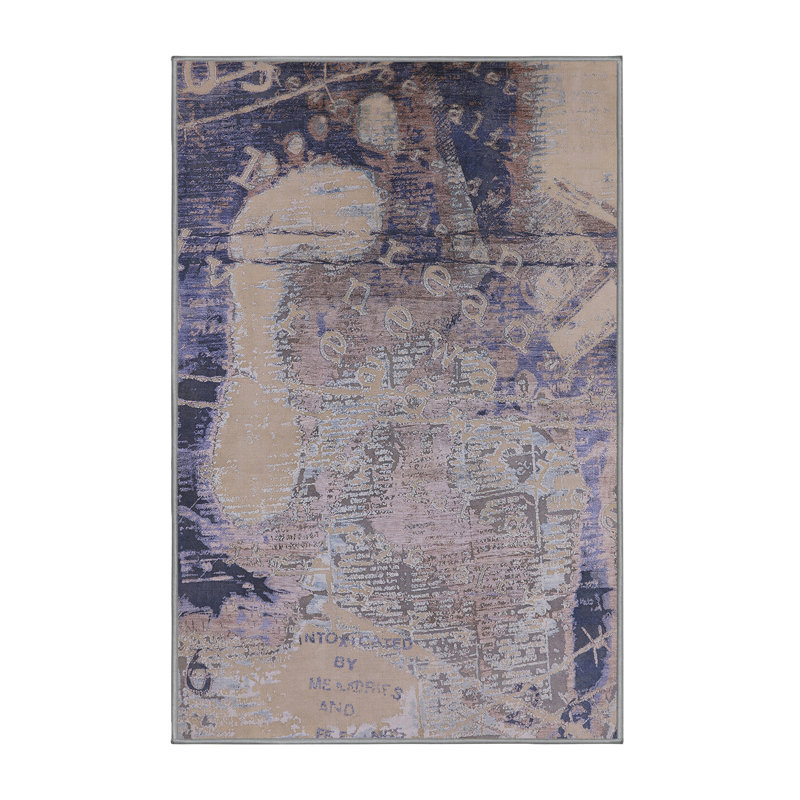 Tapis bleu/beige, Rectangle 3 pi x 5 pi