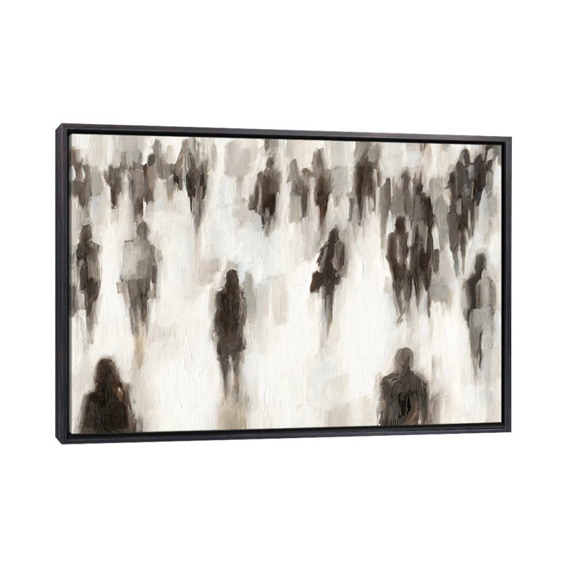 Reproduction d’art, "commuters II" par Ethan Harper, H 18 po x l 26 po x P 1,5 po, Encadrement noir décoloré, Pas de tapis