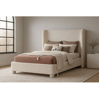 Ivyann Upholstered Unfinished Wingback Bed