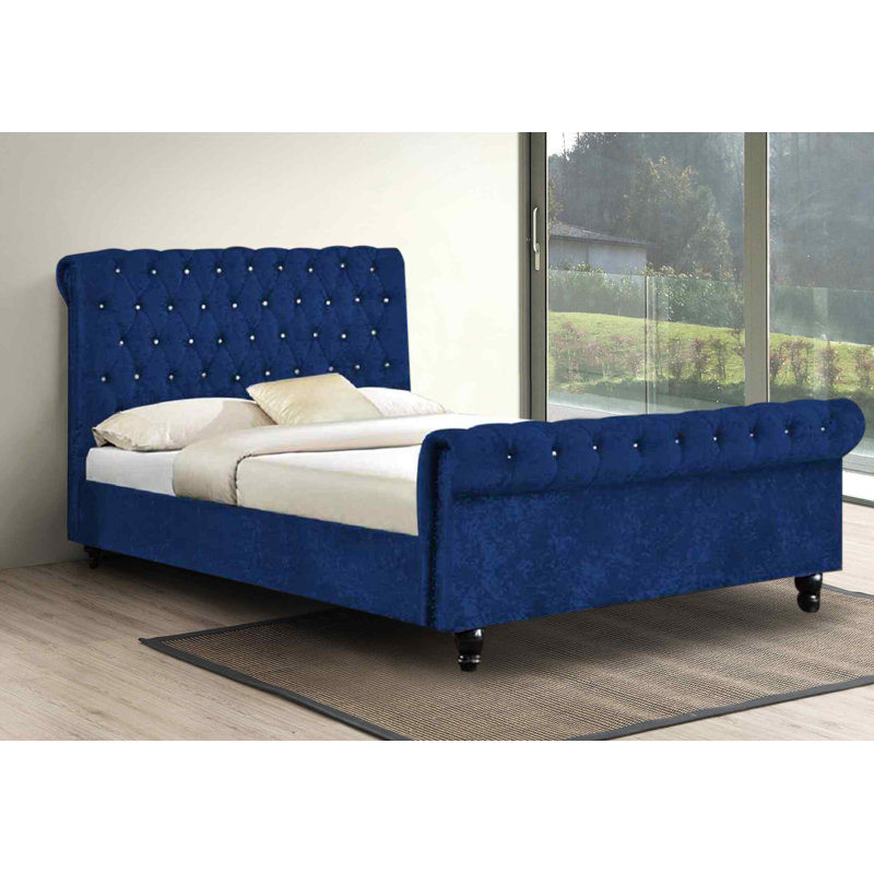 Upholstered Bed, Double (4'6), Blue