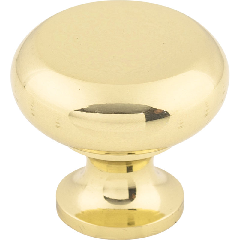 Polished Brass Round Mushroom Cabinet Knob with Mounting Hardware