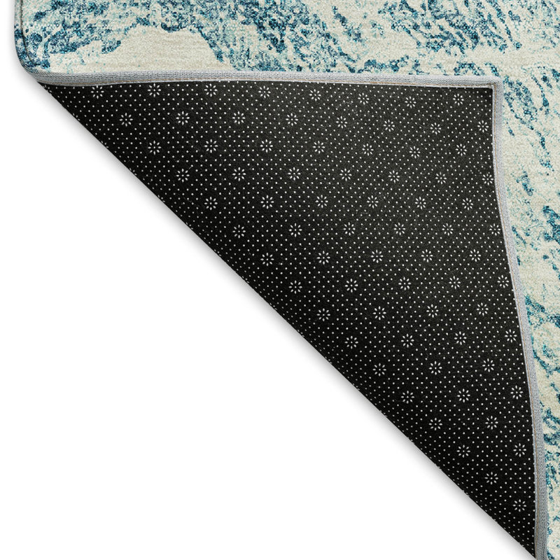 Premium Machine Washable Prisco Teal Rug, Rectangle 9' x 12'