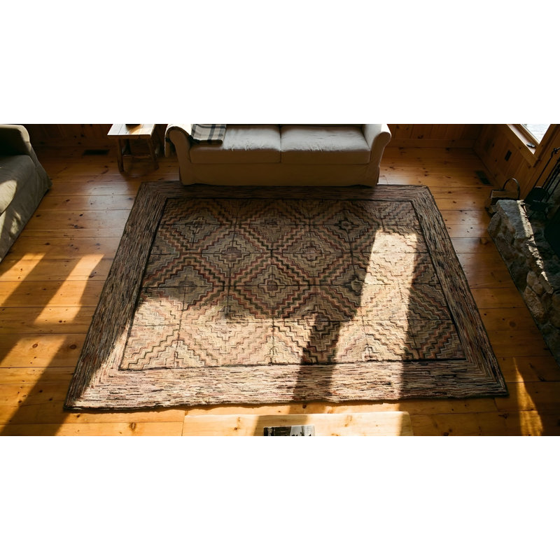 Antique American Hooked America Allover Geometric - Loop Pile Rug