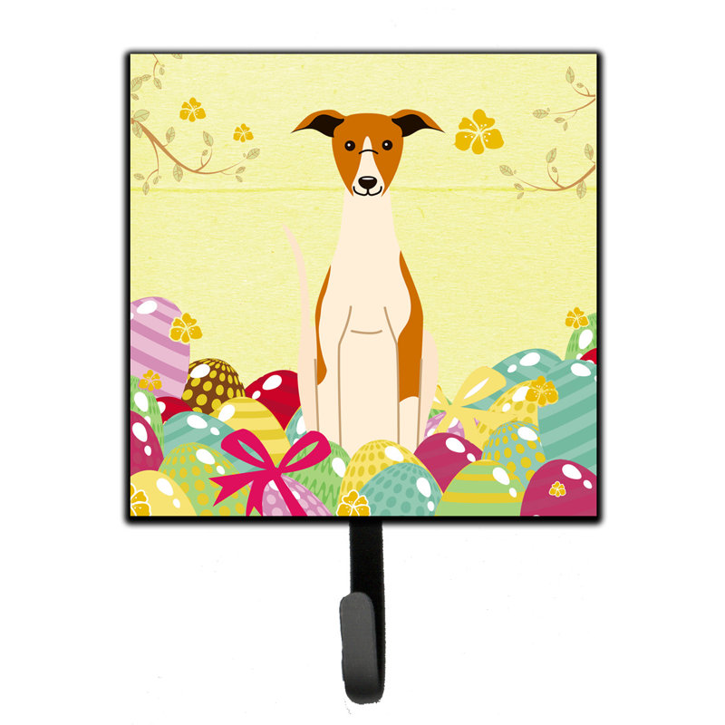 Organisateur de clés murales saint bernard avec crochets de pâques Mcelyea, Jaune / Brun / Vert, Lévrier Whippet