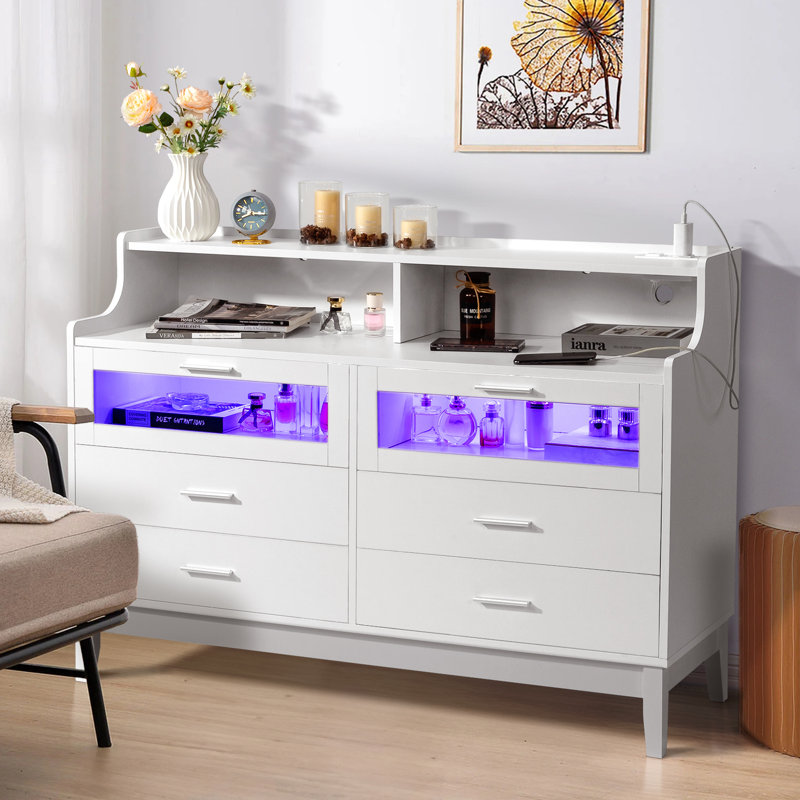 Sherial 47" W 4-Drawer Dresser, White
