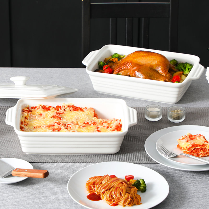 Rectangle Porcelain China Casserole Bakeware 