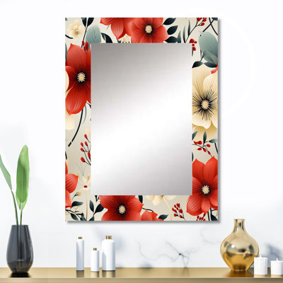 Décoration murale rétro «Romance Red Floral Bliss»