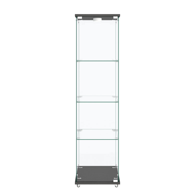 Quick - Install Antique Tempered Glass Display Cabinet With 12 Color Adjustable Led Lights, 4 Shelf, For Protecting Collections Modern 1 Door Shelf Ideal Bedrooms