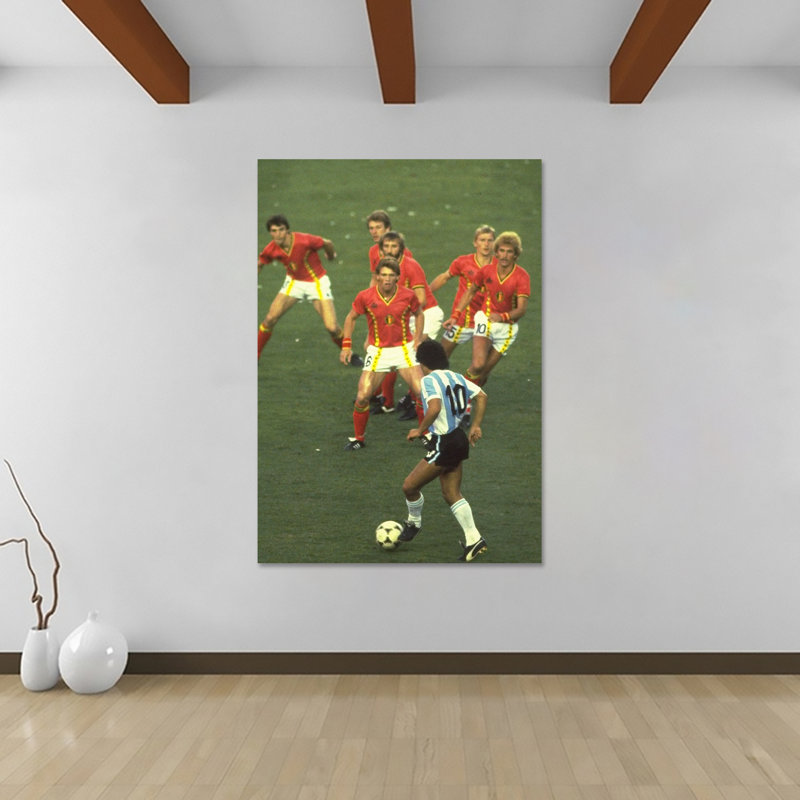 Diego Maradona Taking On Six Belgium Players - Wrapped Canvas Print, 61cm H x 81.3cm W x 3.8cm D