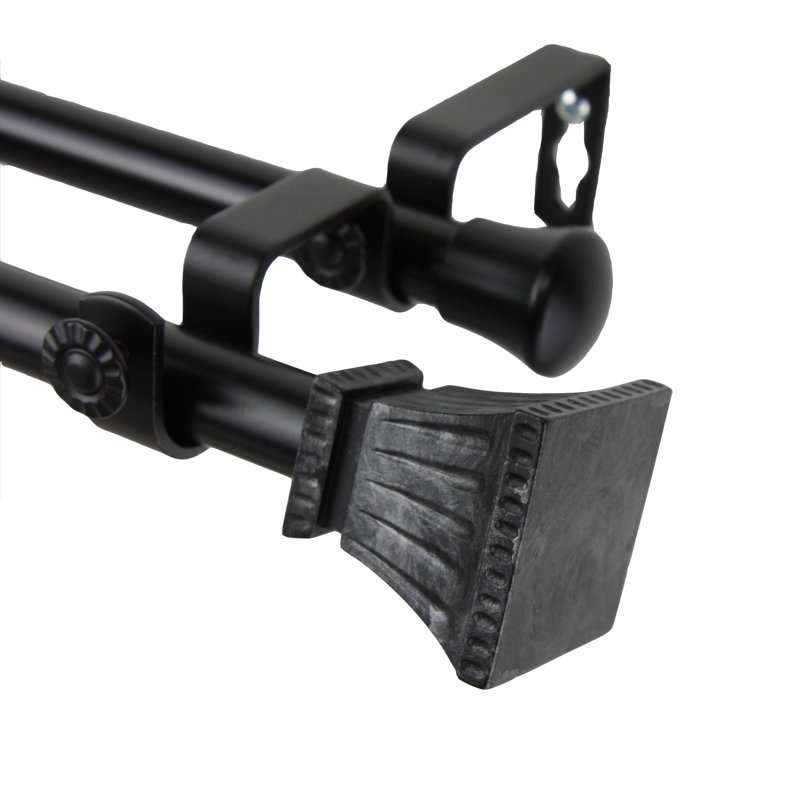Tringle à rideaux double Spenser, De 28 po à 48 po de largeur, Noir