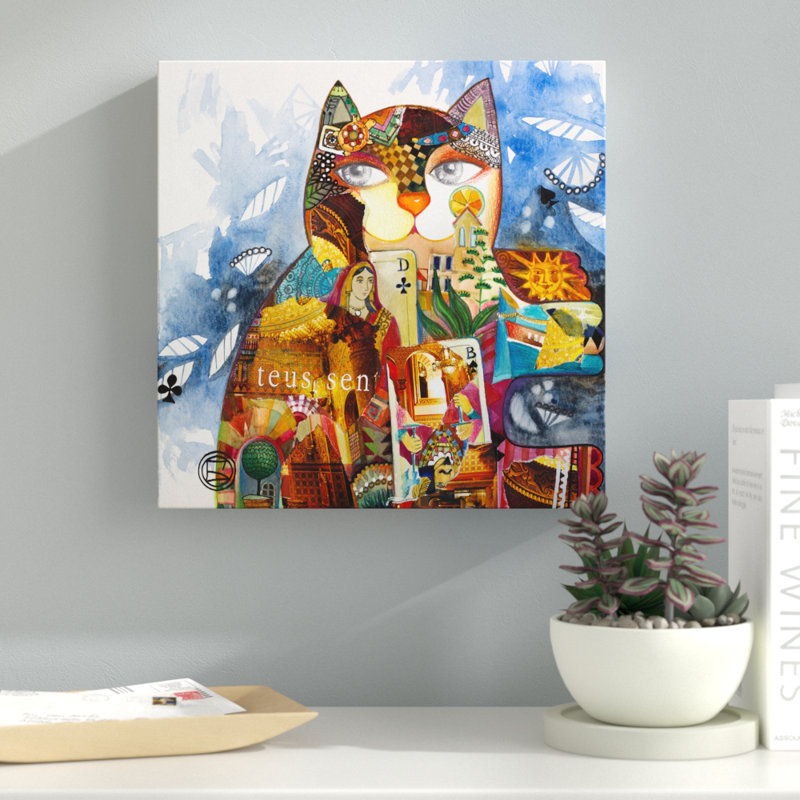 « collage cat », reproduction d’impression sur toile tendue, H 35 po x l 35 po