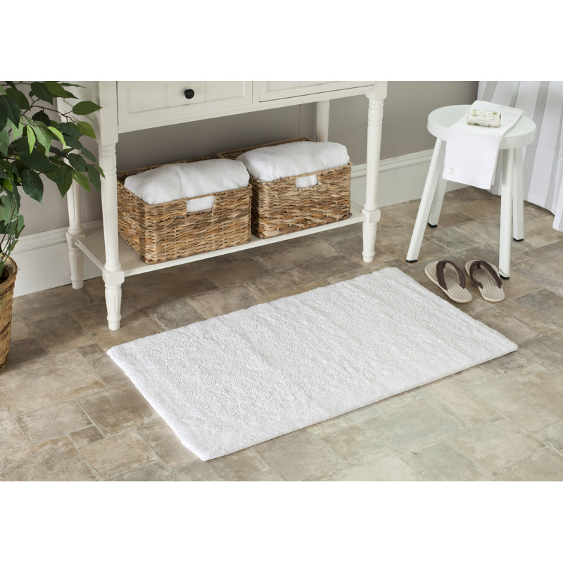 Master Bath Hand Tufted Cotton Rug, 27" H x 45" W, White