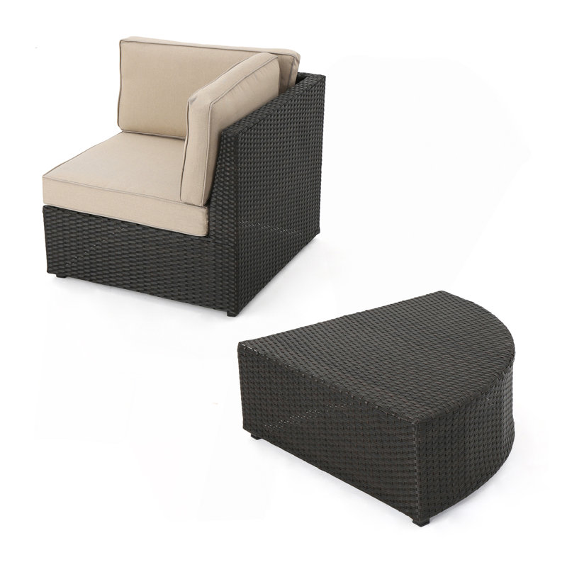Coin et table, Coussin brun clair / structure brun foncé