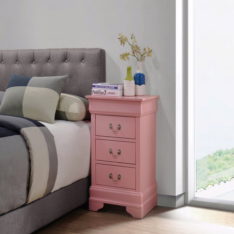 Everly Quinn Charming Pink Nightstand With Timeless Elegance - Wayfair ...