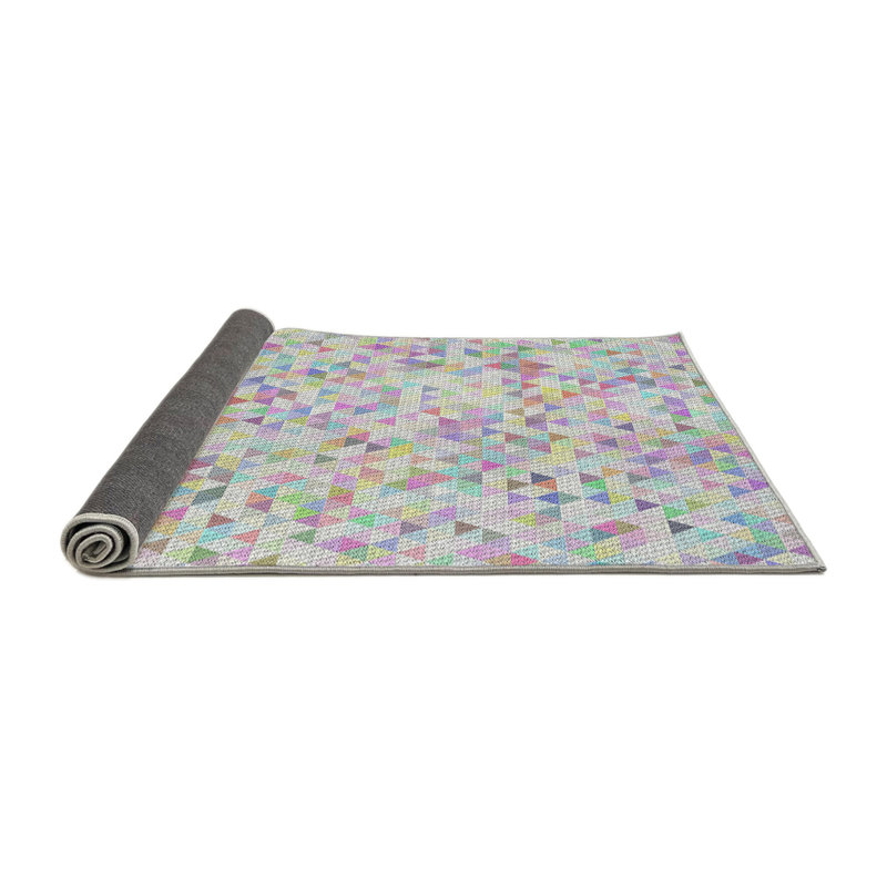 Tapis géométrique vert mer / jaune, Rond 4 pi