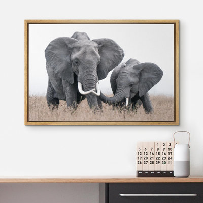 Animaux, safari, jungle, éléphant, maman, enfant, sur toile