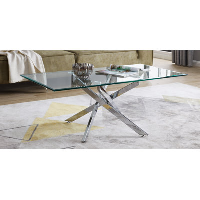 Chayton Modern Contemporary Glass And Chrome Coffee Table - Modern Sleek Design