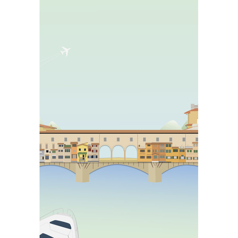 Travel Europe - Ponte Vecchio by Gurli Soerensen - Wrapped Canvas Painting, 46cm H x 30cm W x 3.8cm D