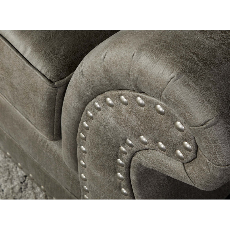 Chaise cloutée en similicuir, Gris