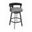 Ahlem Modern Swivel Counter or Bar Height Barstool with Arms and Open Low Back in Iron with Wood and Faux Leather-1183030929-1183030931