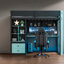 Lits avec bureau de rangement, lits jumeaux en MDF et bois, style loft moderne pour petits espaces-455319174