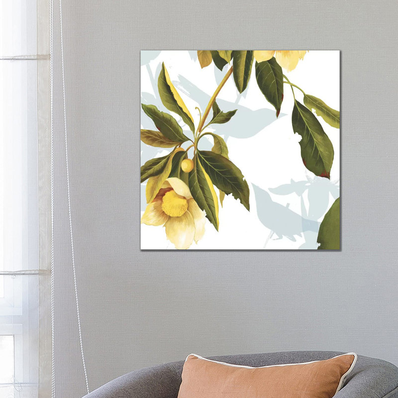 Lemon Floral - Wrapped Canvas Print, 66.04 cm H x 66.04 cm W x 1.91 cm D